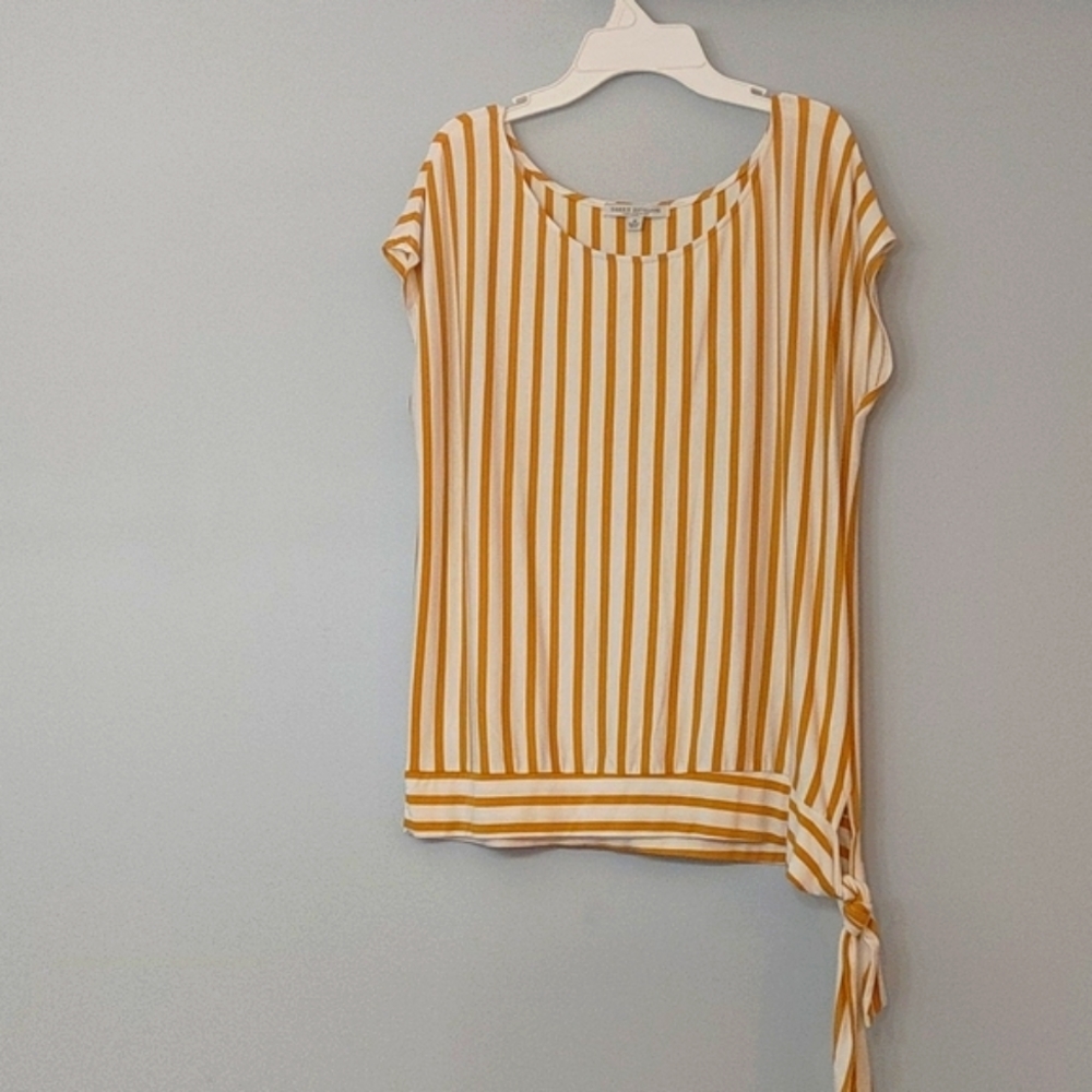 Striped mustard & white Green Envelope top